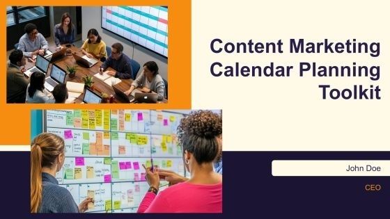Team planerar innehåll med kalender, skärm och färgglada post-it-lappar
